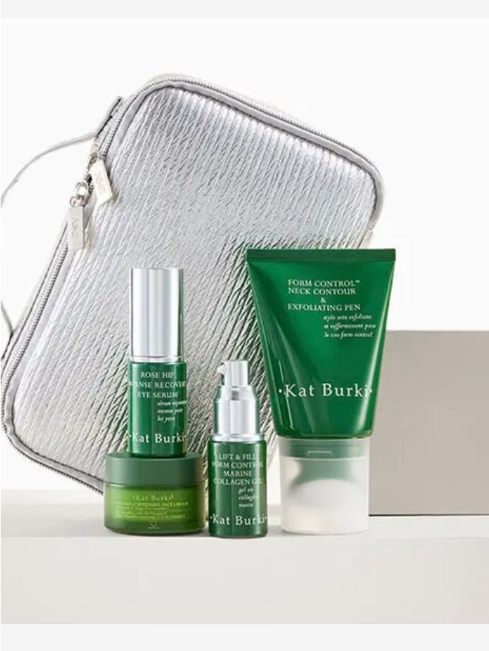 Kat Burki Skincare Set – The Edit, eye serum, vitamin c face cream, collagen gel